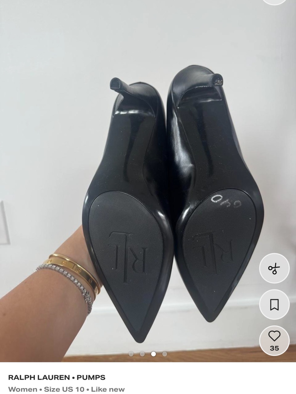 Ralph Lauren Black Patent Pointed-Toe Stiletto Pumps